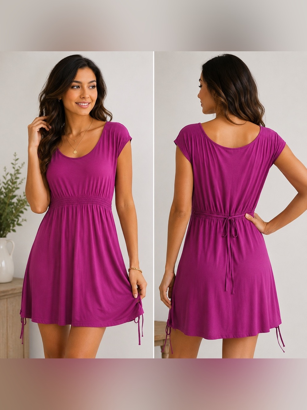 LOFT Magenta Empire Waist Knit Tunic Dress Women’s Large